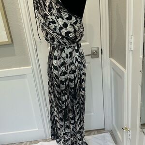 All Saints Laura Ines Black, White, and Green Patterned Dress